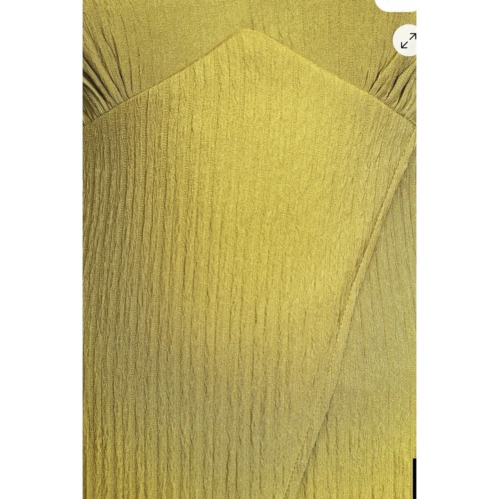Lulu Chartreuse Green Faux Wrap Midi Dress Tie Back Size Medium D14100 - Picture 7 of 16